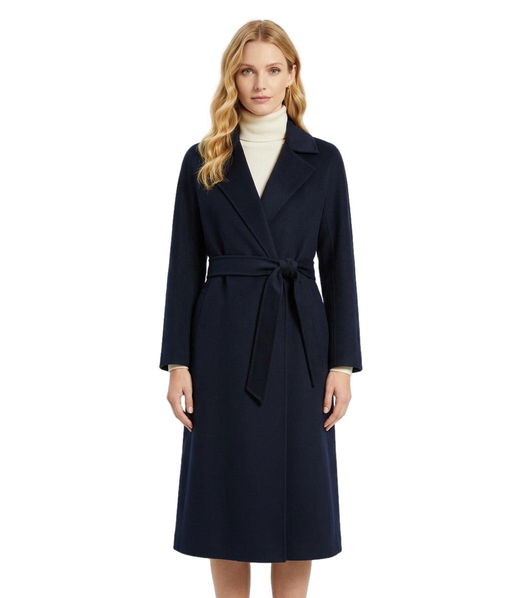 Mstcles Cappotto donna blu con cintura