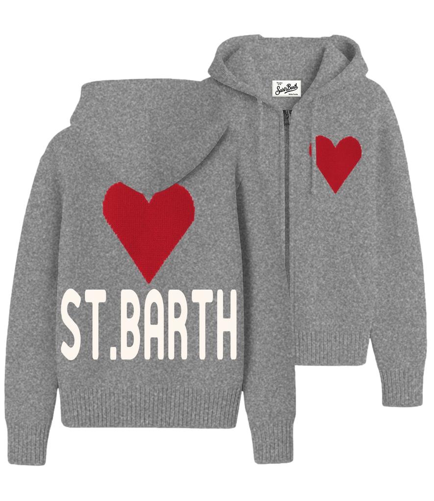 Felpa di lana MC2 Saint Barth Kyla Hoodie grigio cuore
