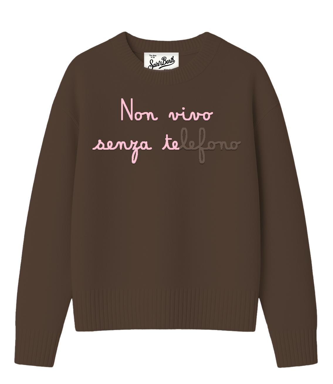 MC2 Saint Barth pullover girocollo marrone Tessa Non vivo senza telefono