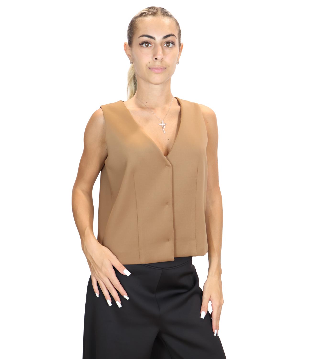 MM Giacca Gilet Mmledita nocciola Donna