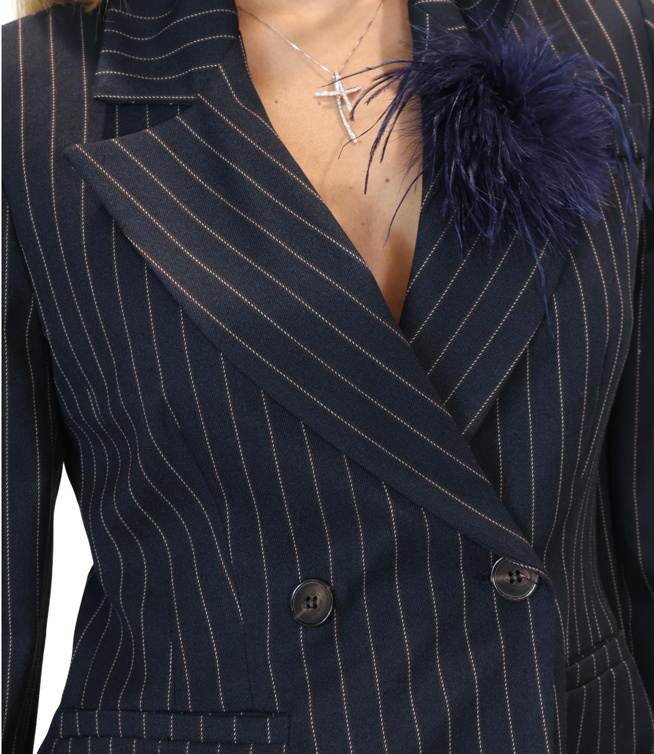 Motel Giacca Gessata Blu Donna