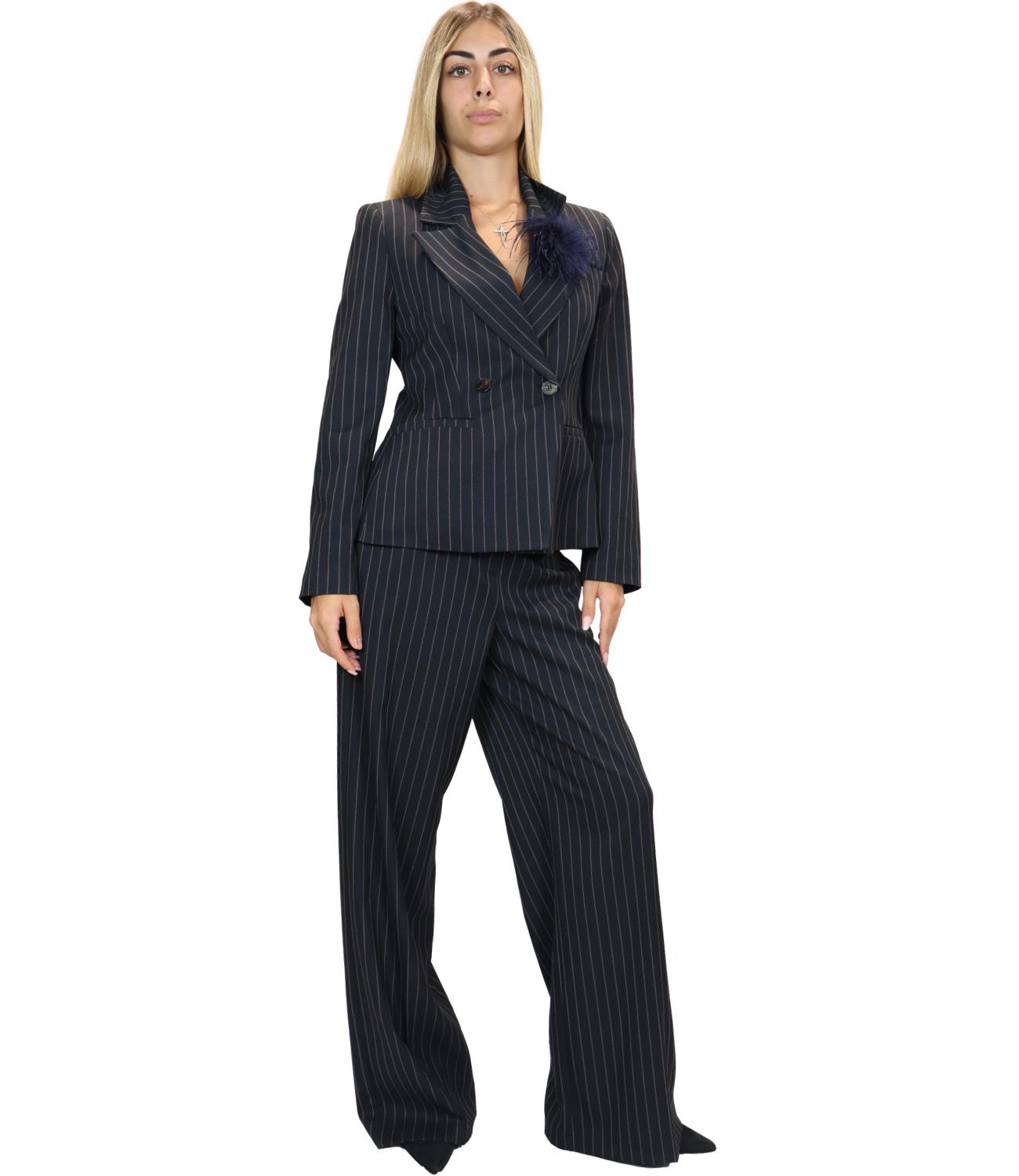 Motel Giacca Gessata Blu Donna
