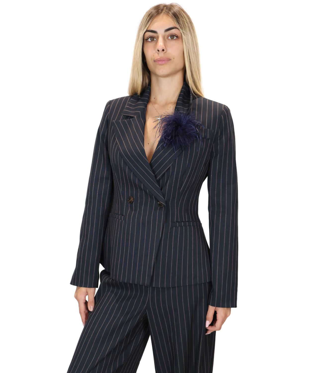 Motel Giacca Gessata Blu Donna