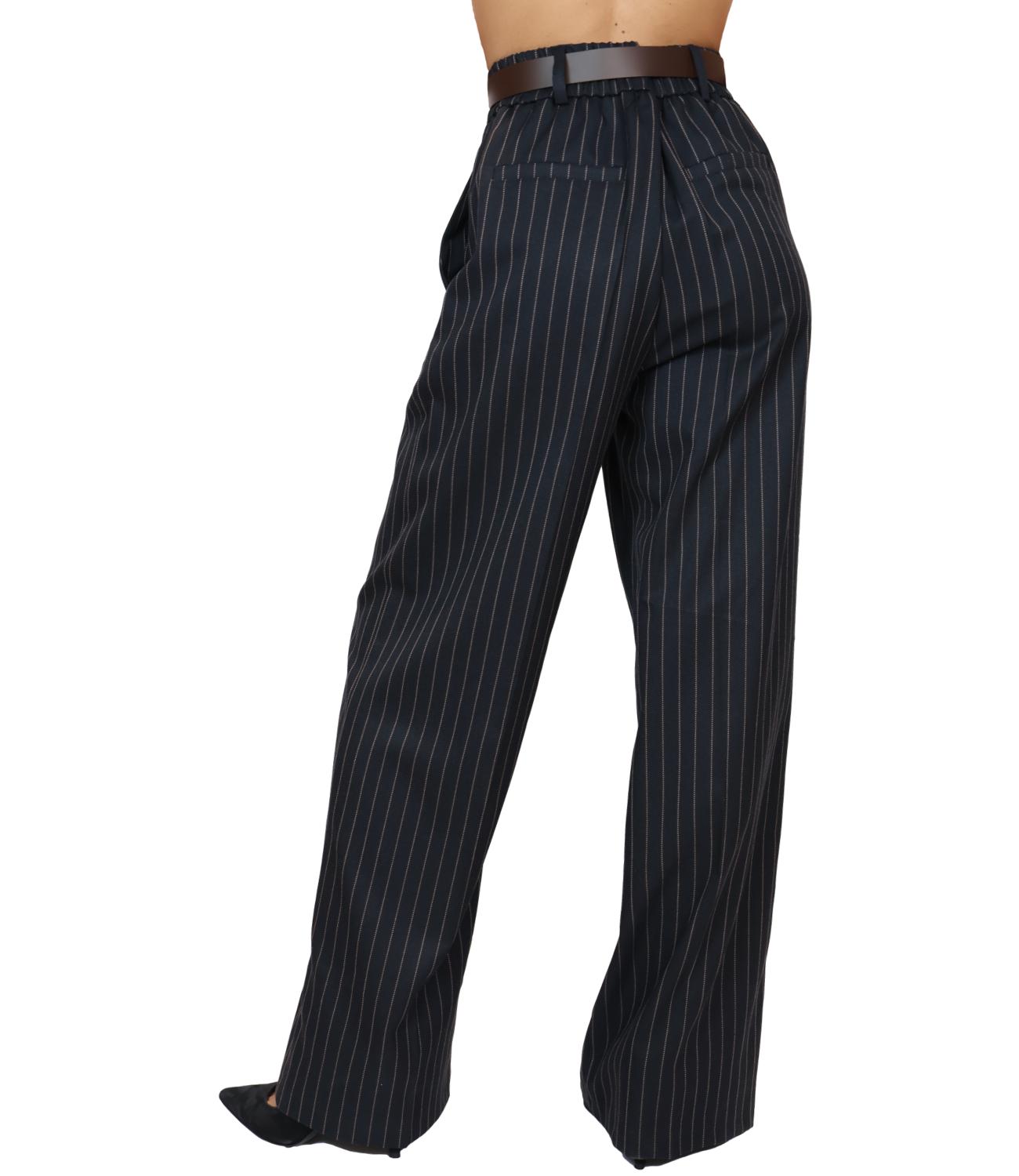 Motel Pantalone Gessato Blu Donna