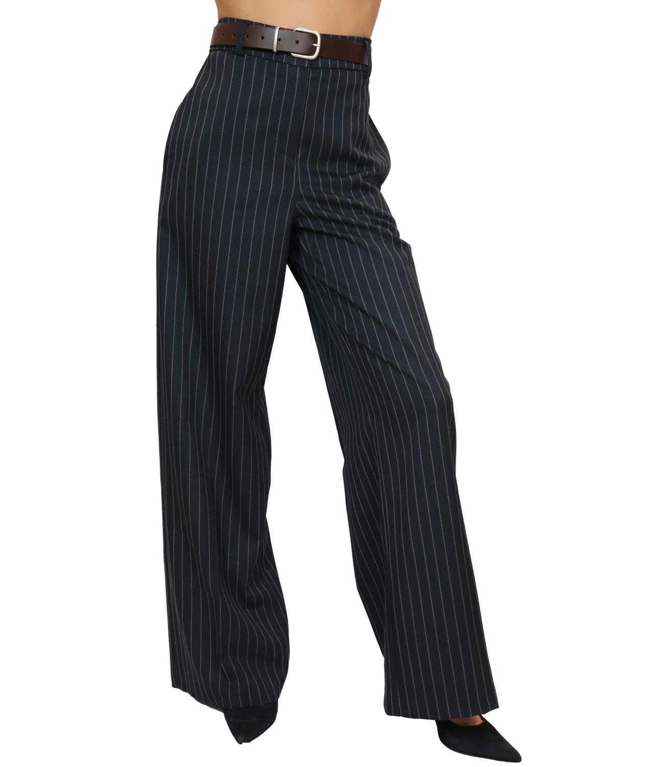 Motel Pantalone Gessato Blu Donna