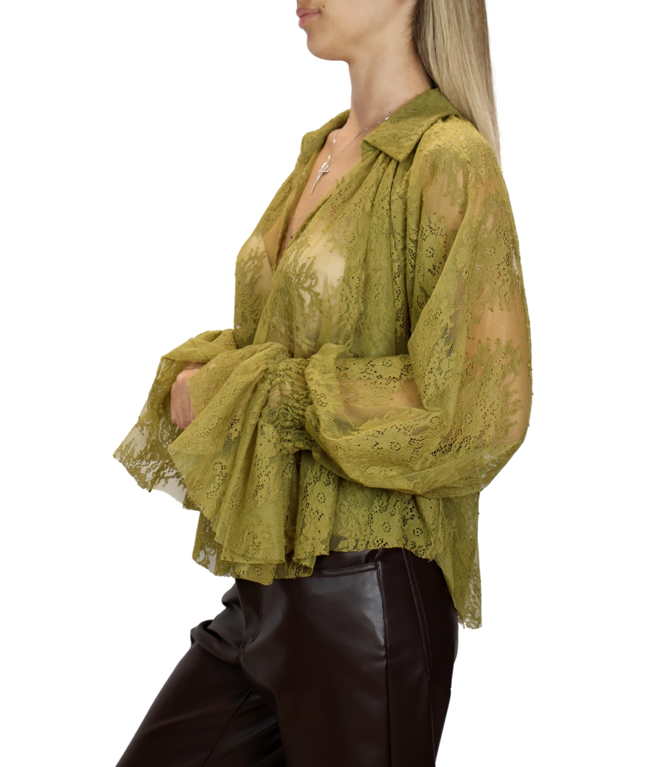 Motel Camicia Pizzo Olio Donna