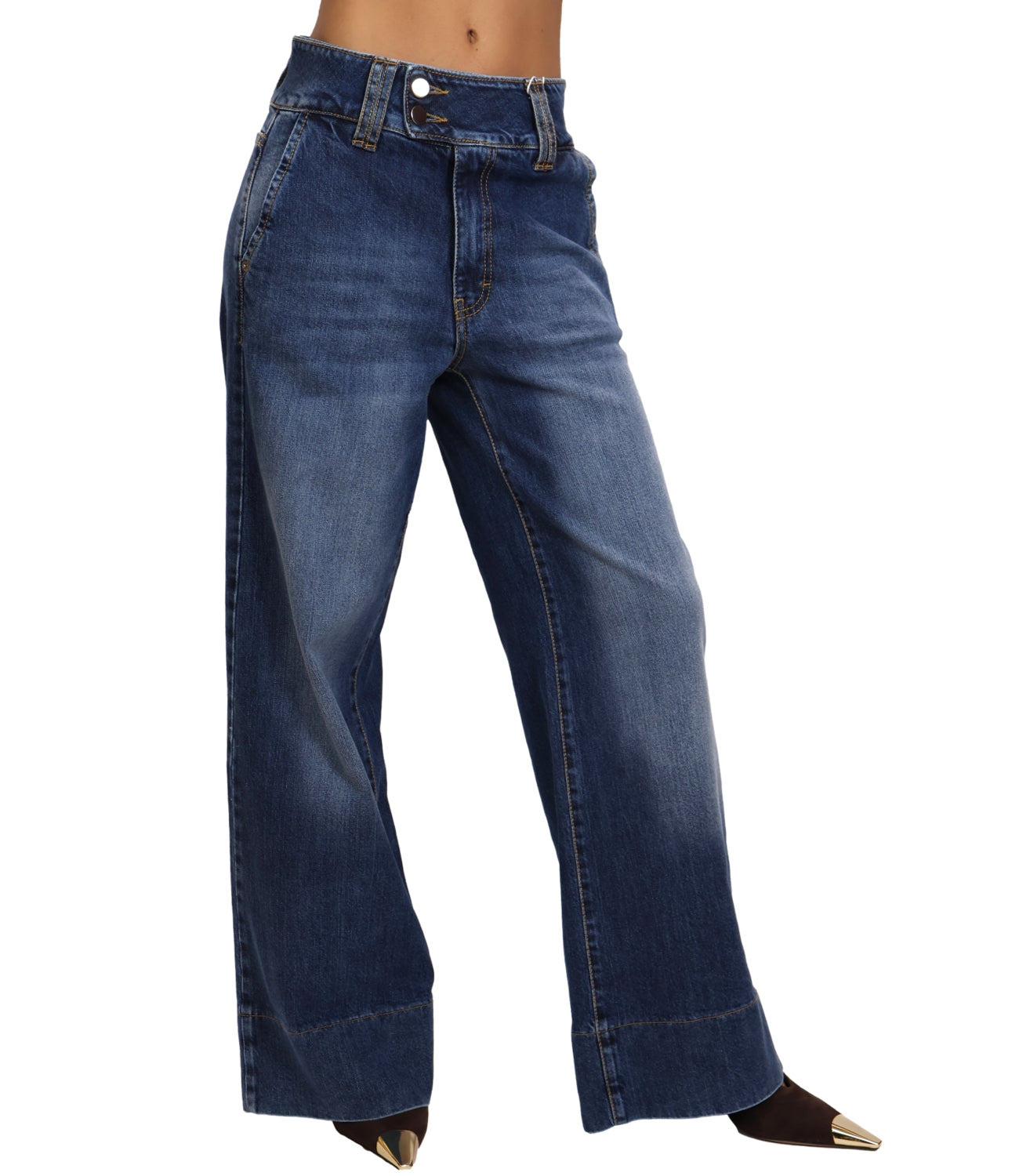 Motel Jeans Palazzo Denim Blu Donna