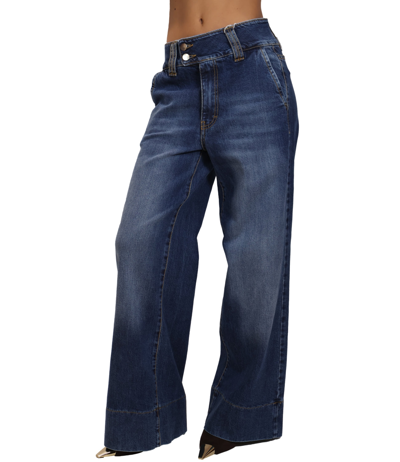 Motel Jeans Palazzo Denim Blu Donna