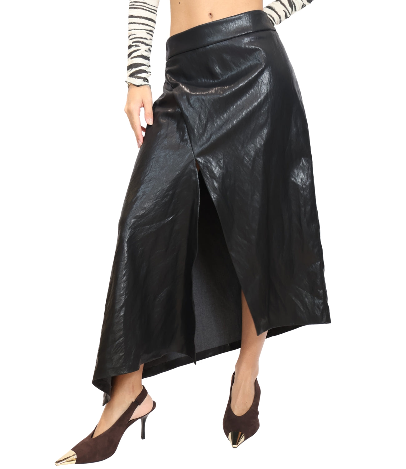 Motel Gonna Ecopelle Nero Donna