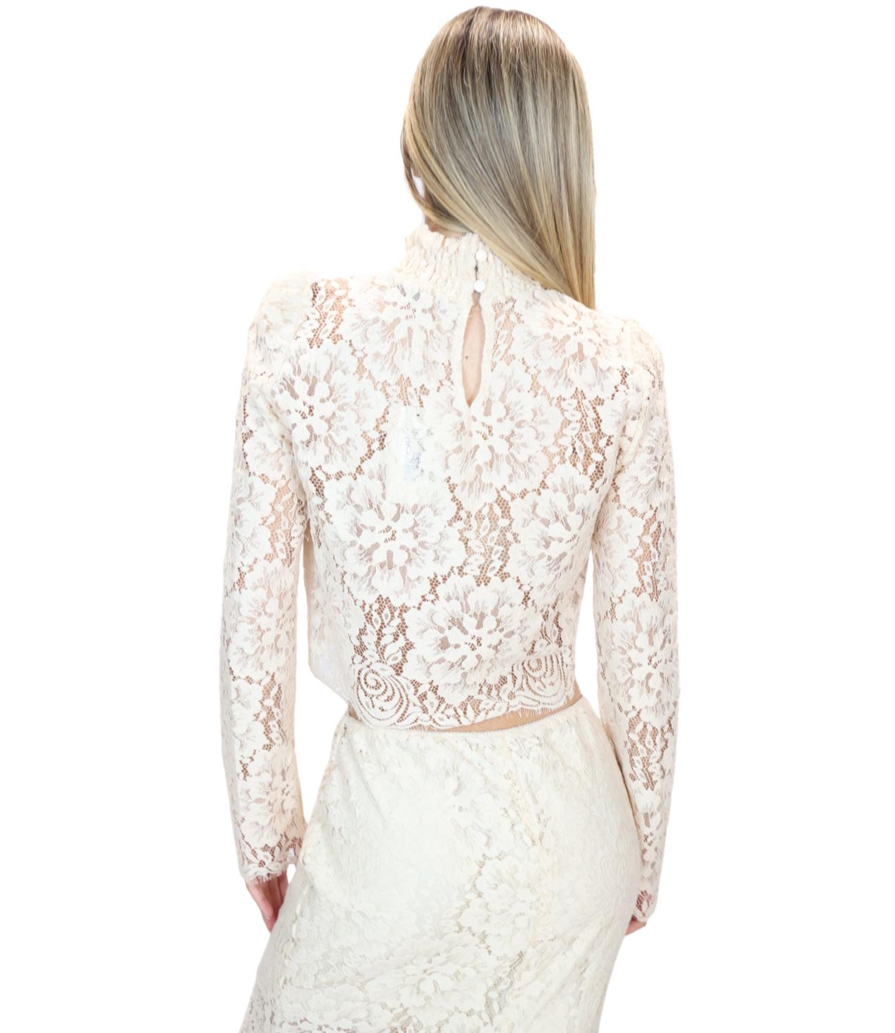 Motel Top Blusa Pizzo Panna Donna
