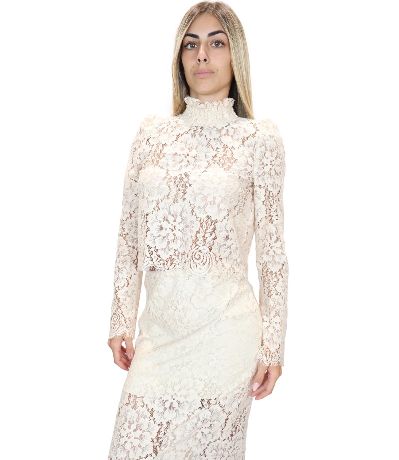 Motel Top Blusa Pizzo Panna Donna