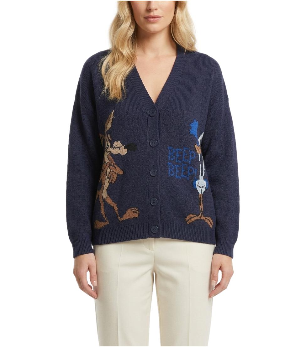 Cardigan blu scuro Misto Lana Philia Loft