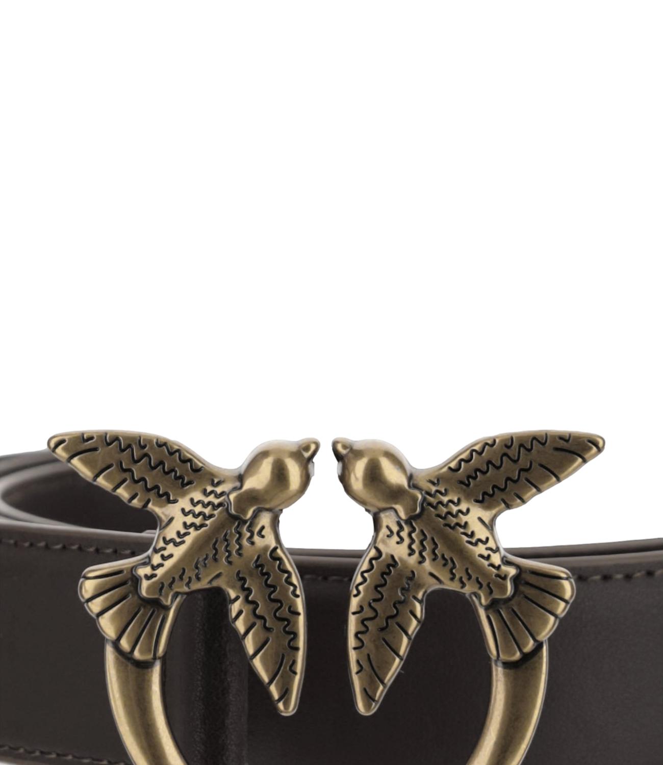 Pinko Cintura Love Birds in pelle 3cm marrone marasco