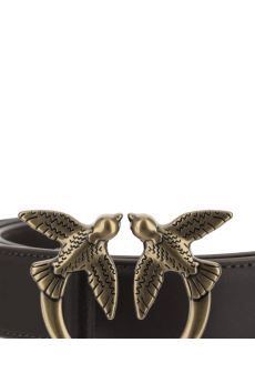 Pinko Cintura Love Birds in pelle 3cm marrone marasco