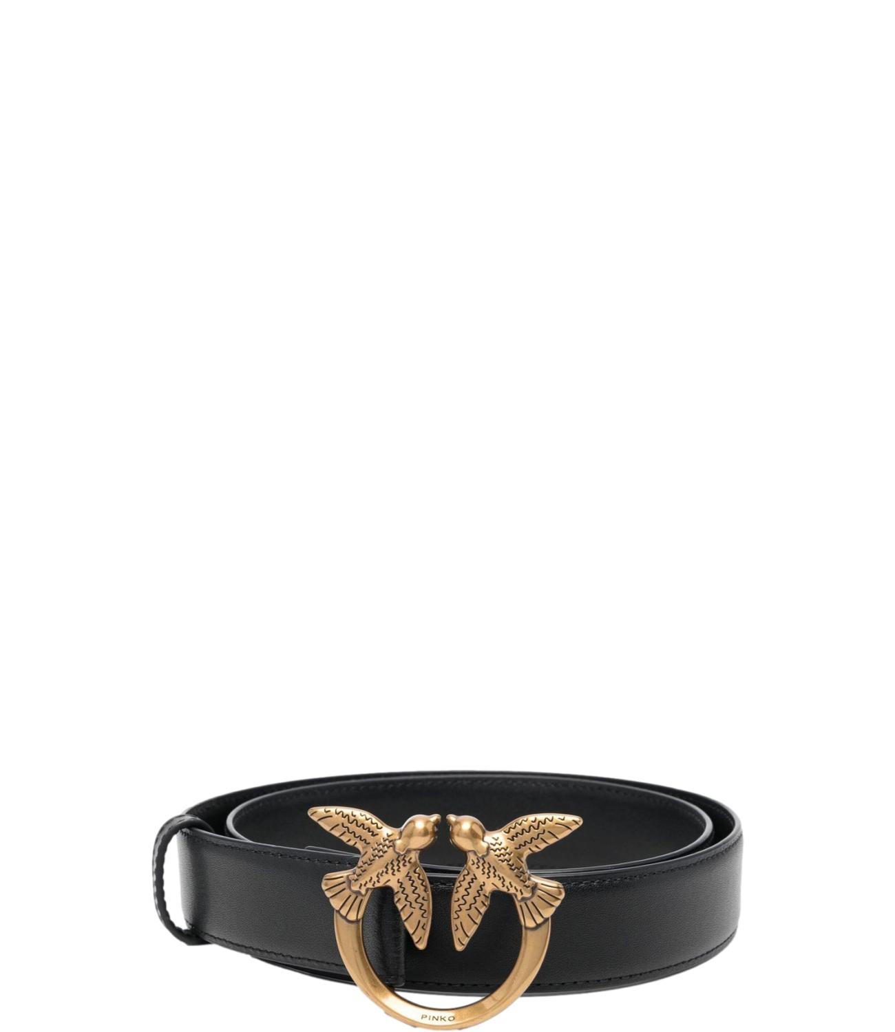 Pinko Cintura Love Birds in pelle 3cm nera