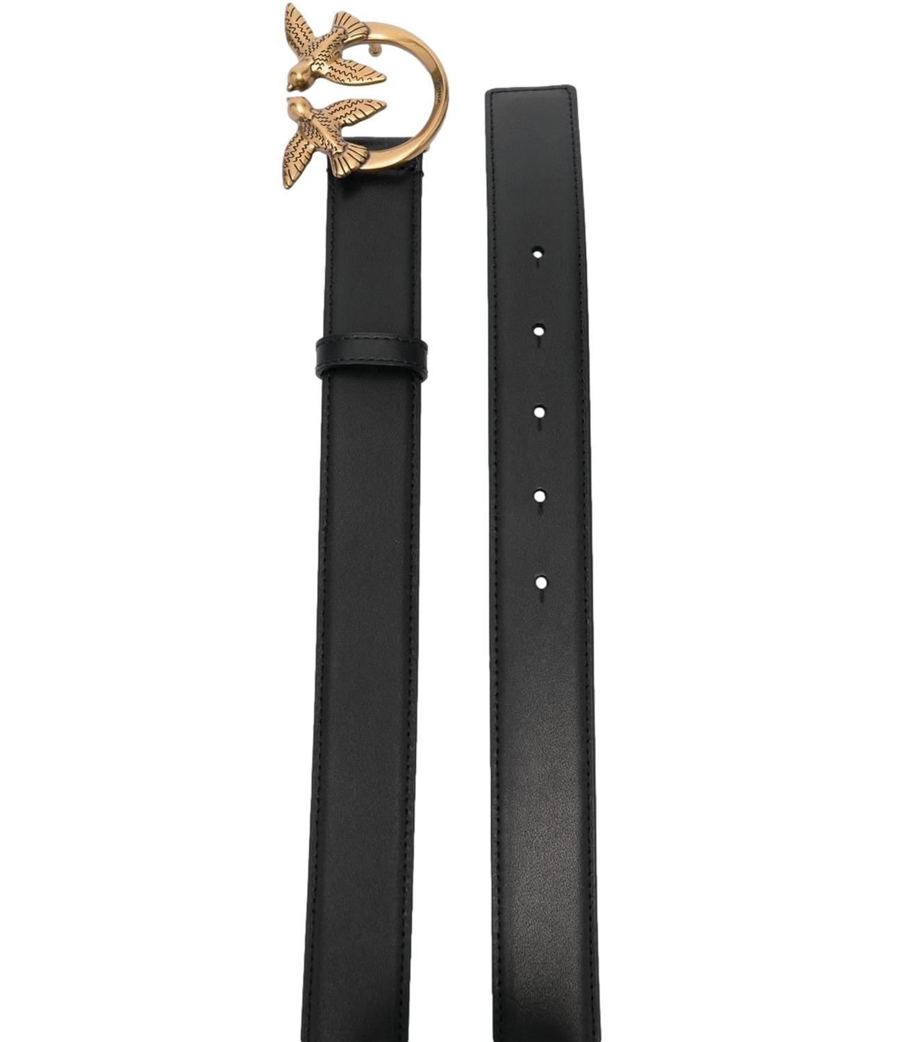 Pinko Cintura Love Birds in pelle 3cm nera