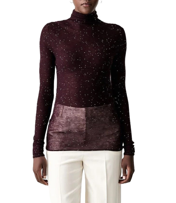 Pinko Moss Maglia paillettes prugna