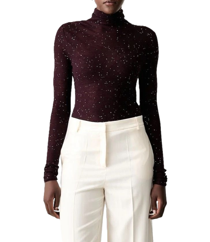Pinko Moss Maglia paillettes prugna