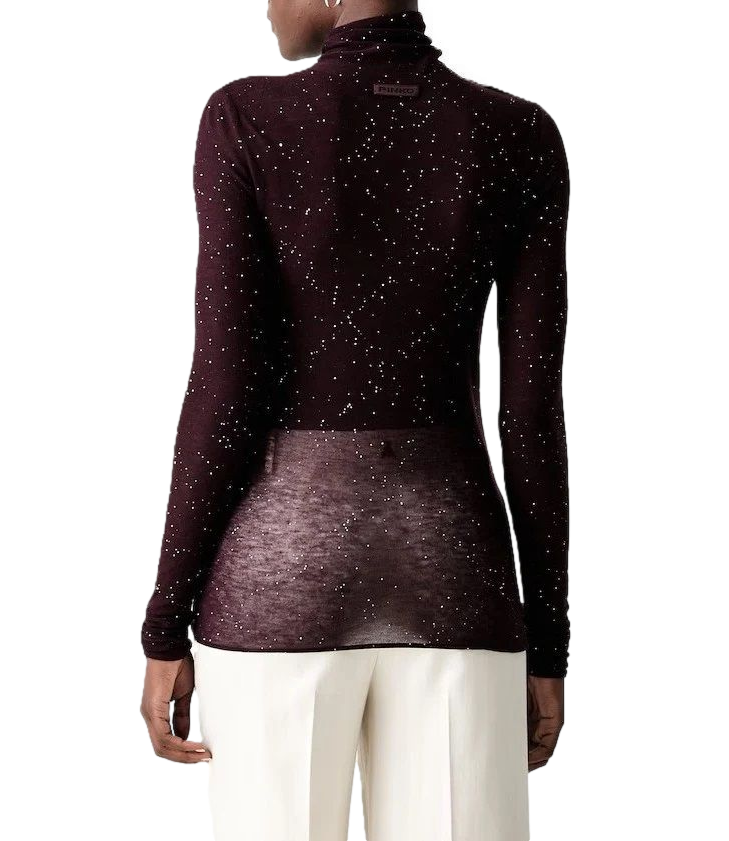 Pinko Moss Maglia paillettes prugna