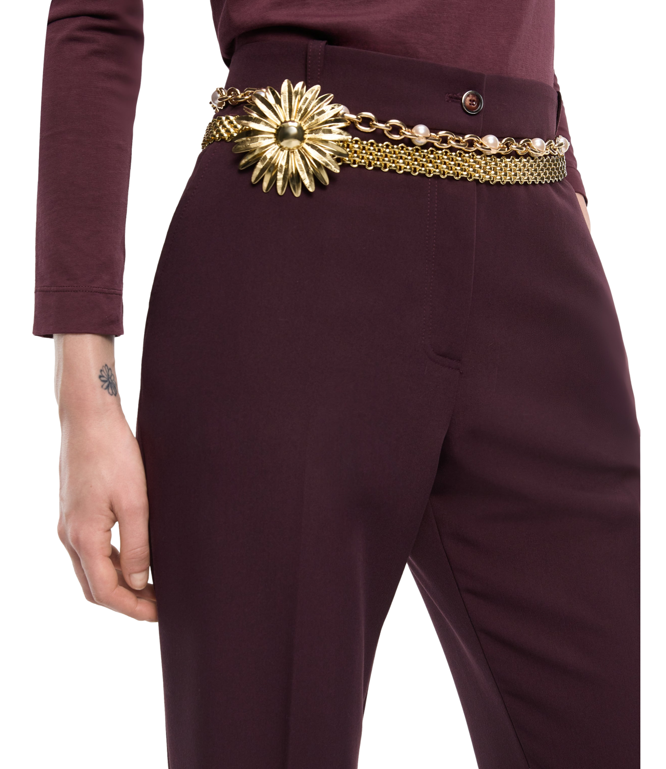 Pinko Petalo Pantalone Fluido bordeaux