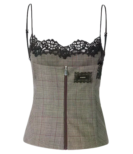 Pinko Telipogon Top Misto Lana quadri
