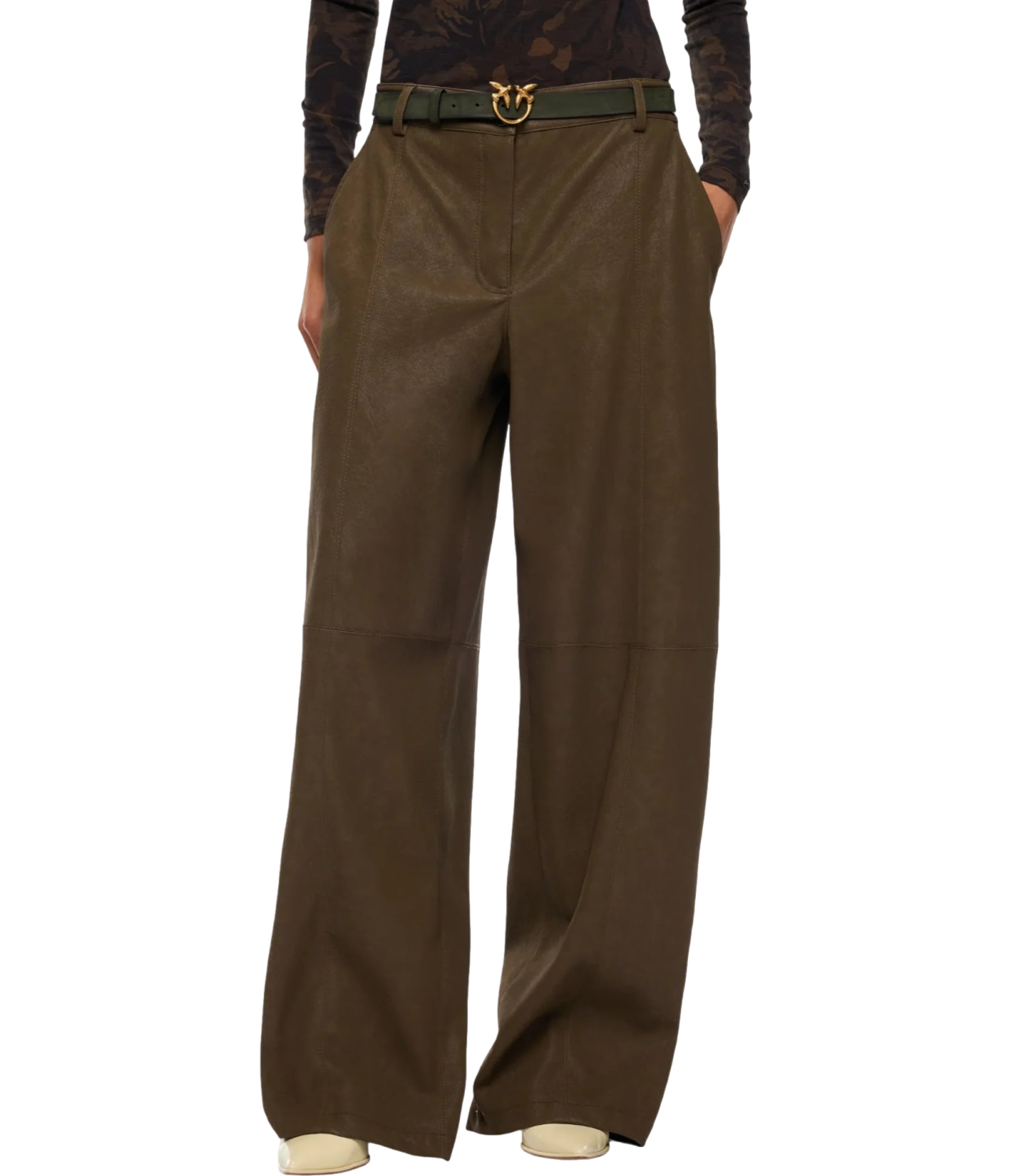 Pinko Barolo Pantalone Effetto Nabuk verde faggio