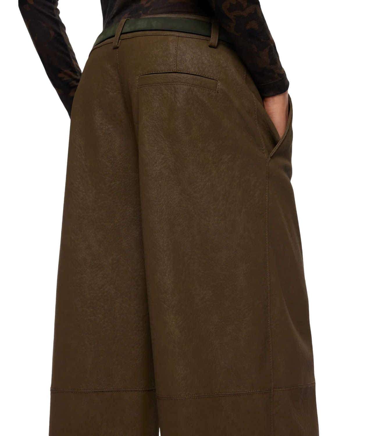 Pinko Barolo Pantalone Effetto Nabuk verde faggio
