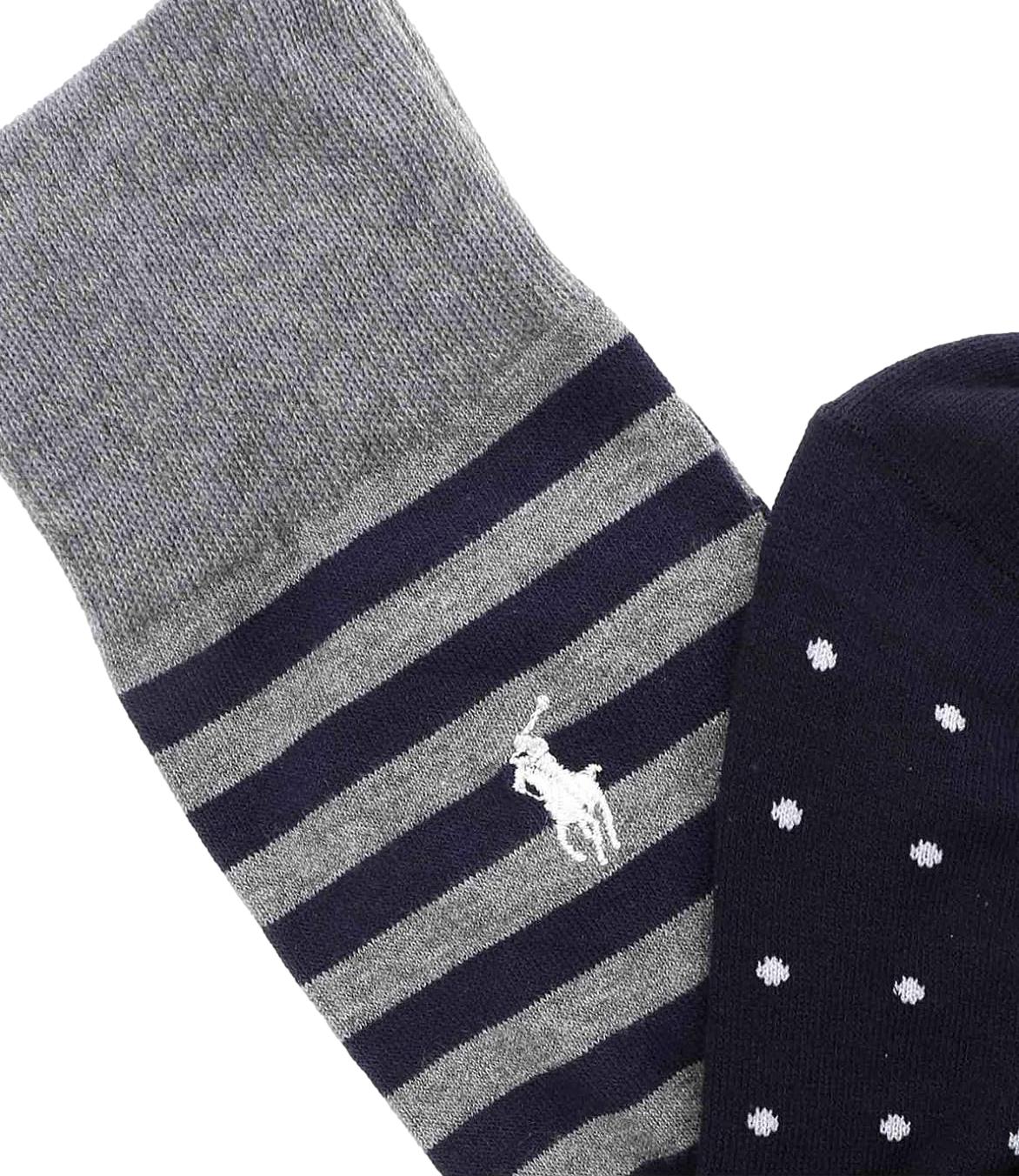 Ralph Lauren Calzini Dot Stripe-Crew-2 Pack Navy