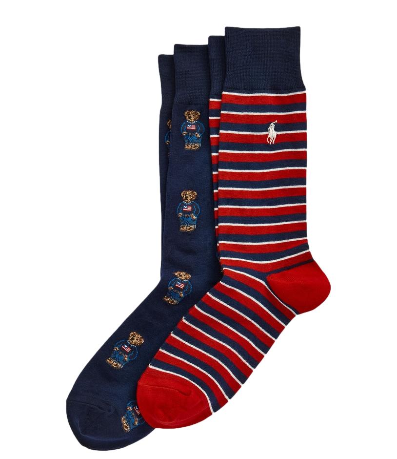 Ralph Lauren Calzini 2Pk Dnm Bear-Ankle-2 Pack Navy