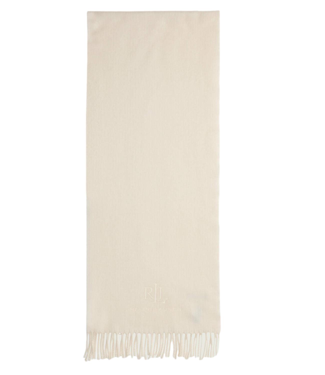 PRL Wool Cashmere Woven Scarf white
