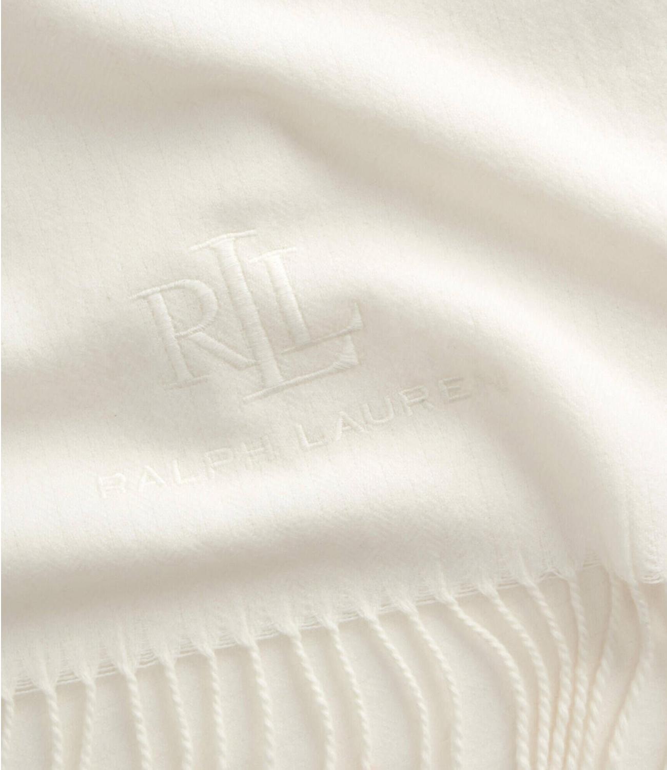 PRL Wool Cashmere Woven Scarf white