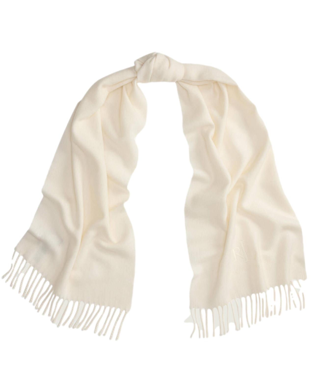 PRL Wool Cashmere Woven Scarf white