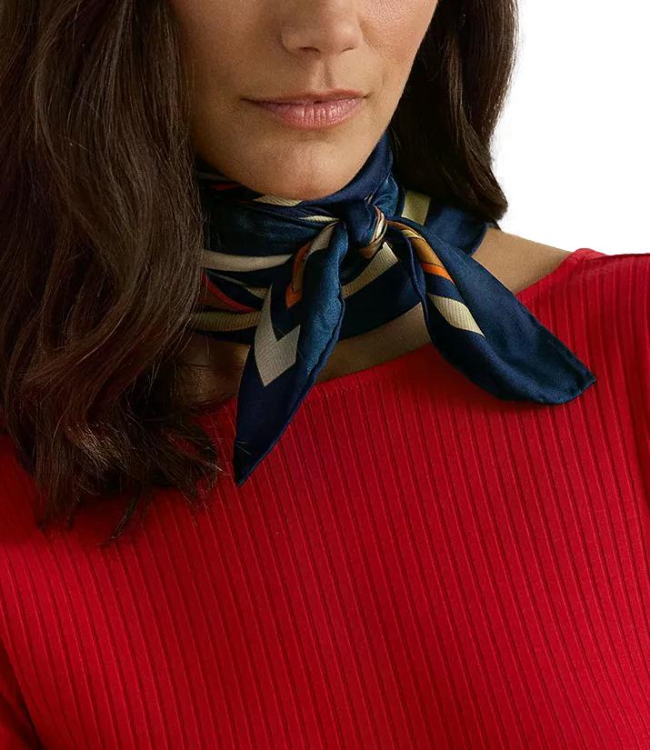 Polo Ralph lauren foulard quadrato panna blu