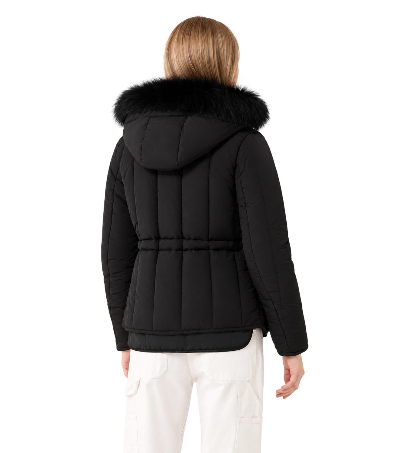 Refrigiwear nero piumino short berna fur jacket donna