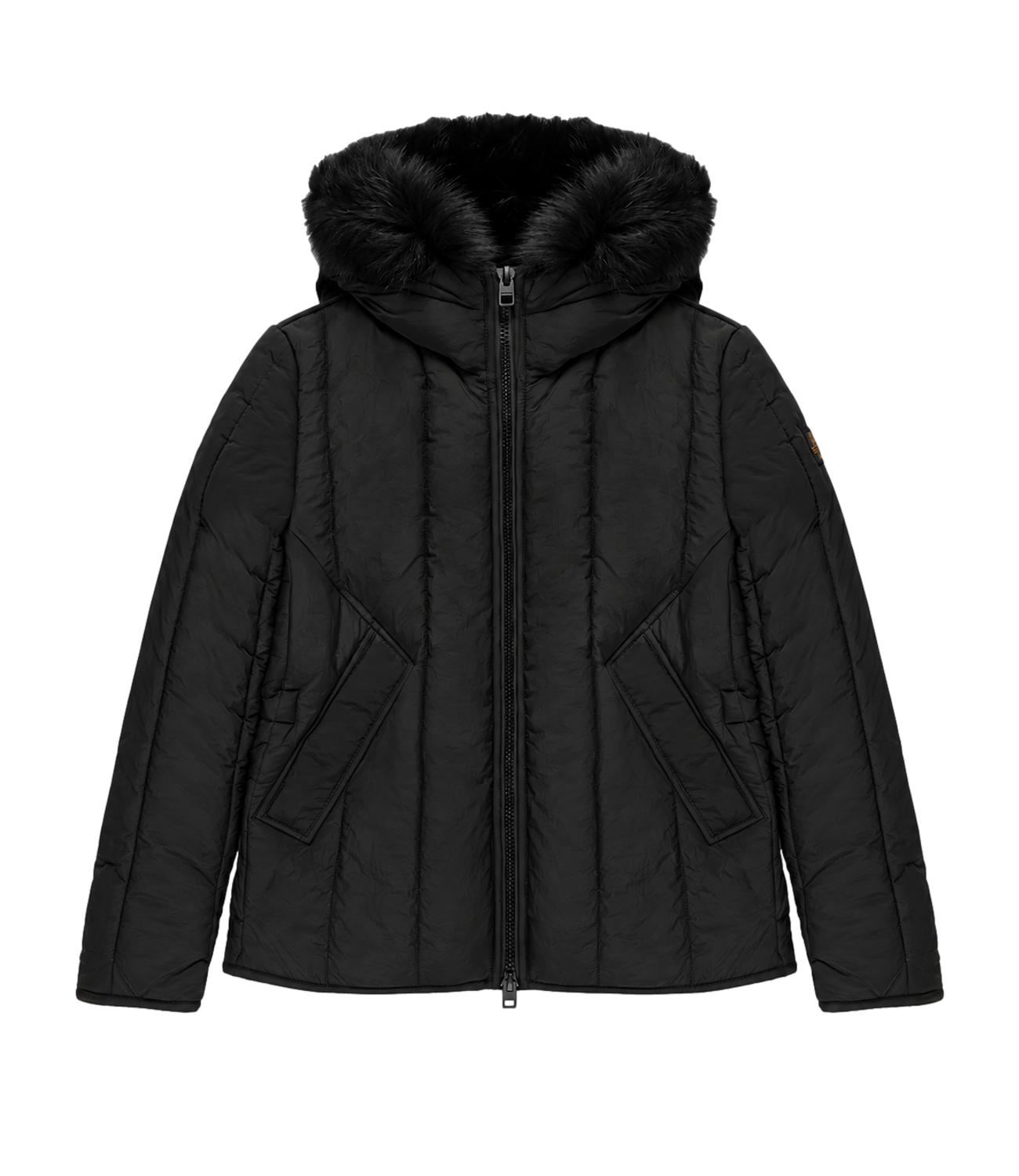 Refrigiwear nero piumino short berna fur jacket donna