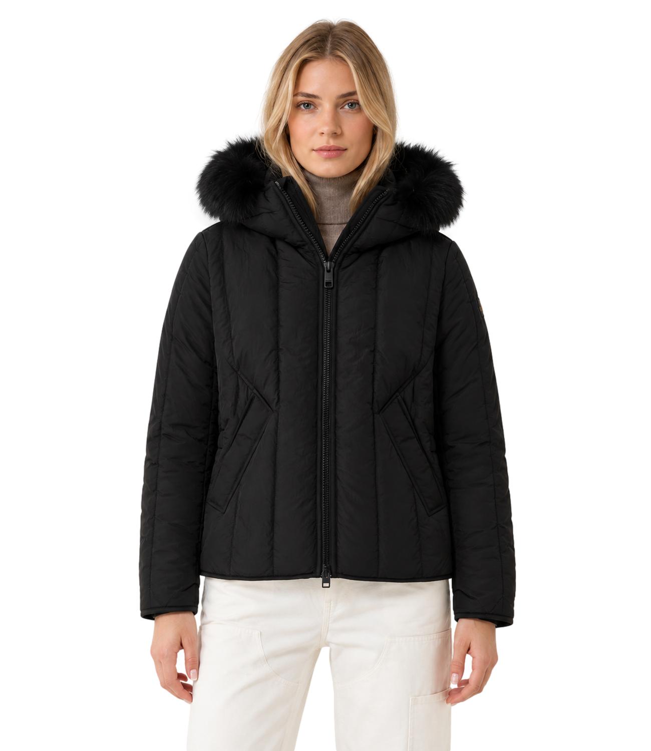 Refrigiwear nero piumino short berna fur jacket donna