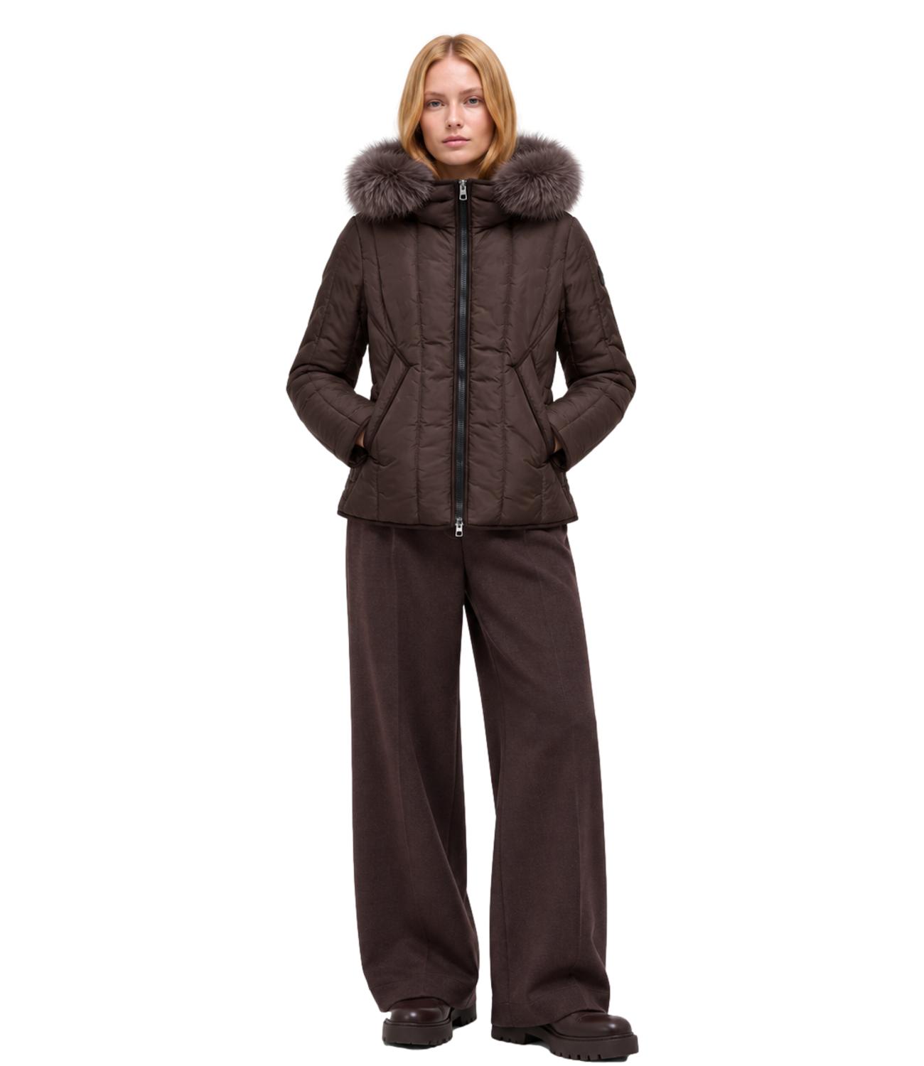 Refrigiwear marrone piumino short berna fur jacket donna