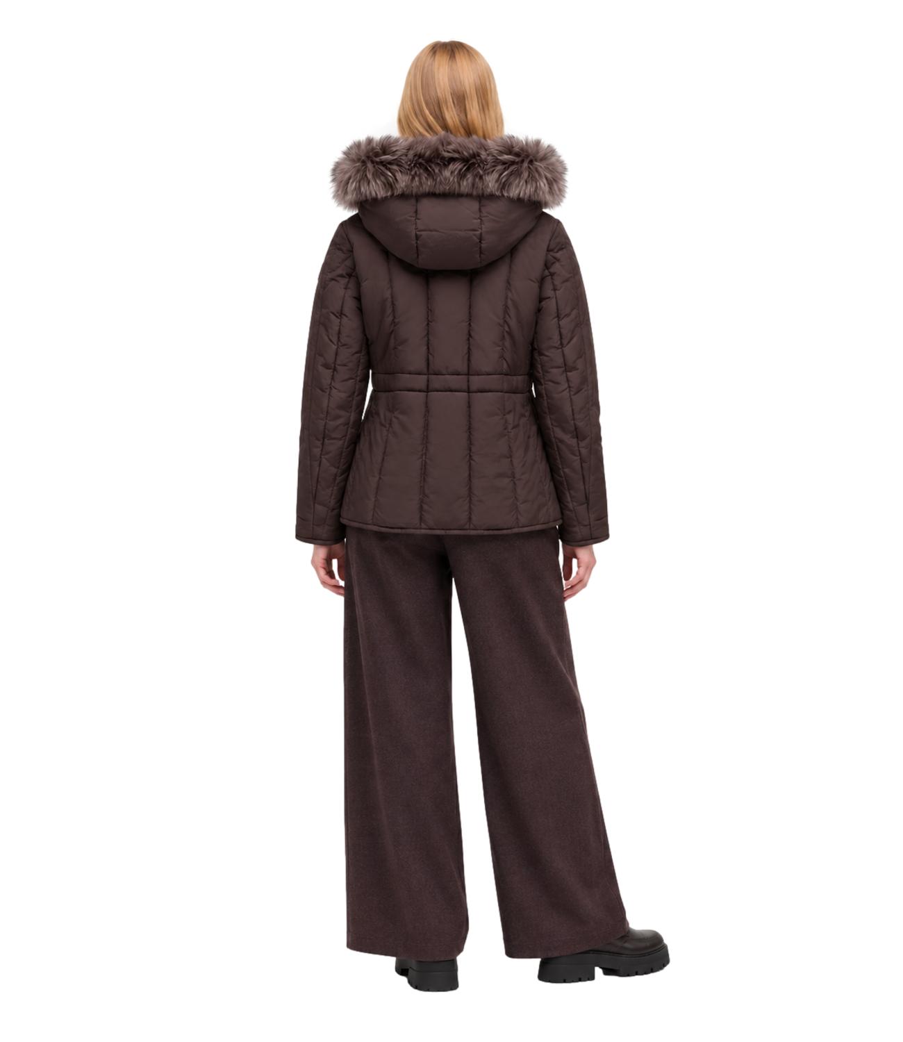 Refrigiwear marrone piumino short berna fur jacket donna