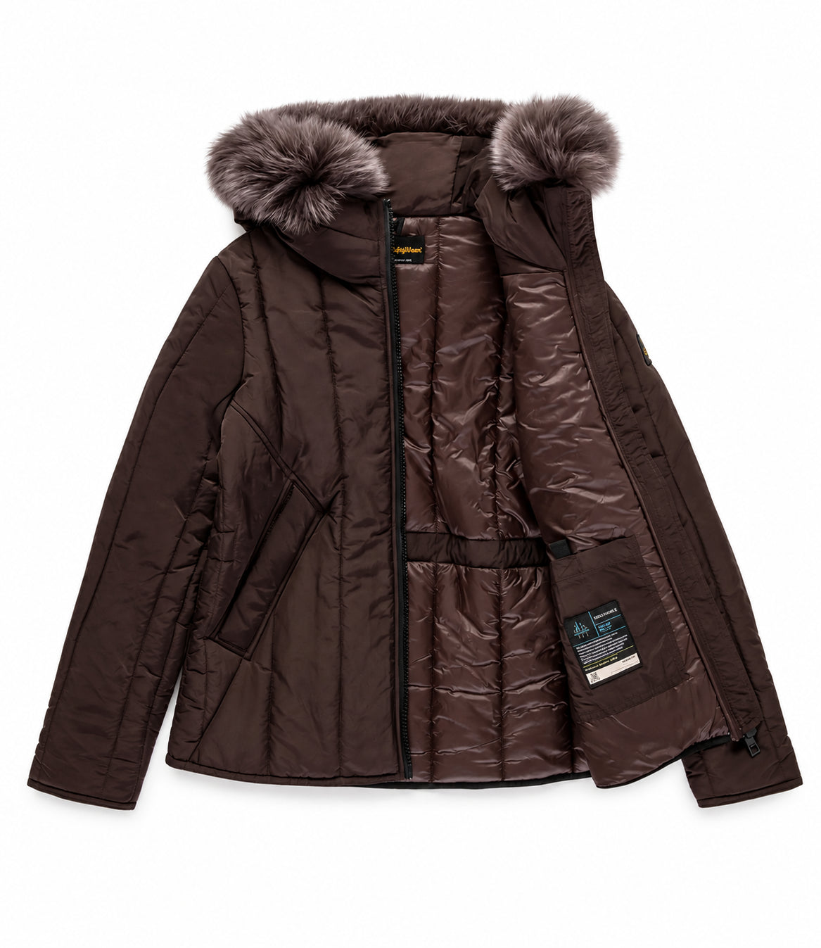 Refrigiwear marrone piumino short berna fur jacket donna
