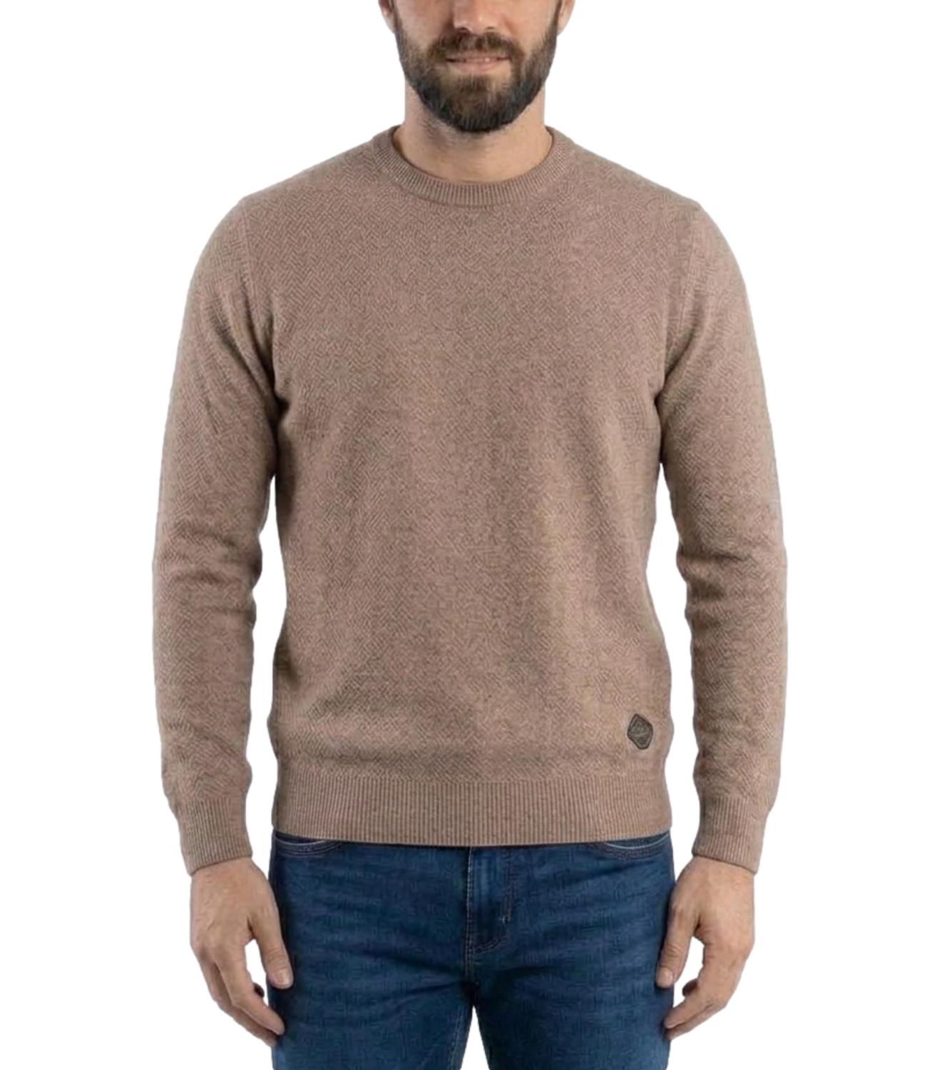 Roy Roger's pullover Crew man wool beige scuro