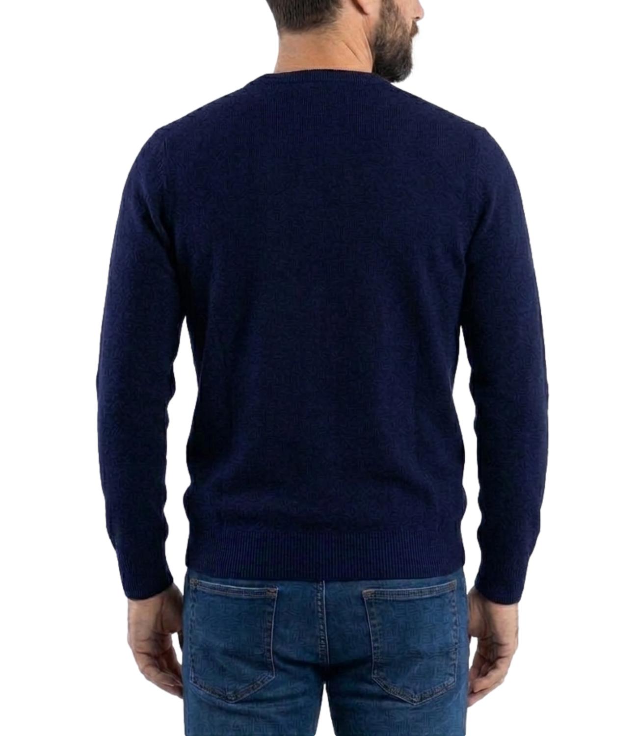 Roy Roger's pullover Crew man wool blu navy