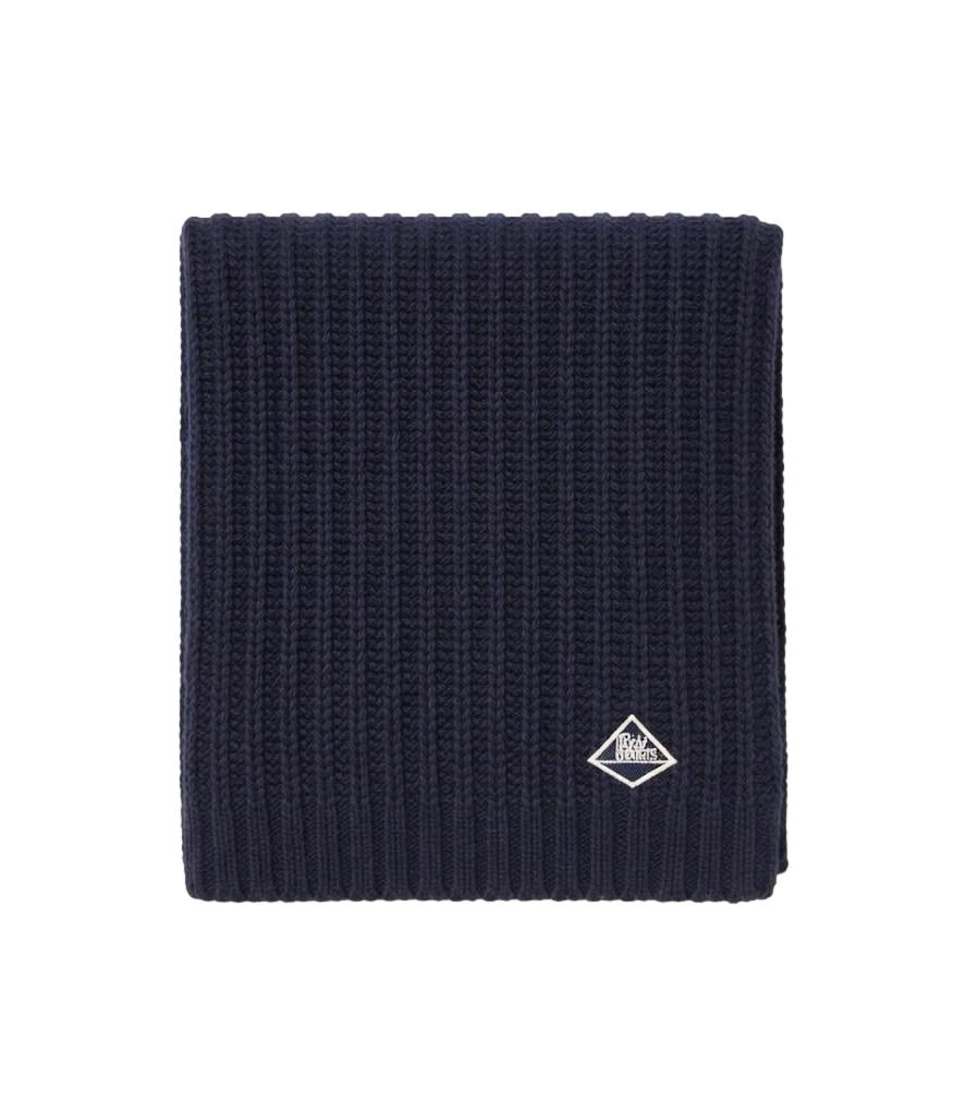 Sciarpa Roy Roger's scarf rib wool blue scura