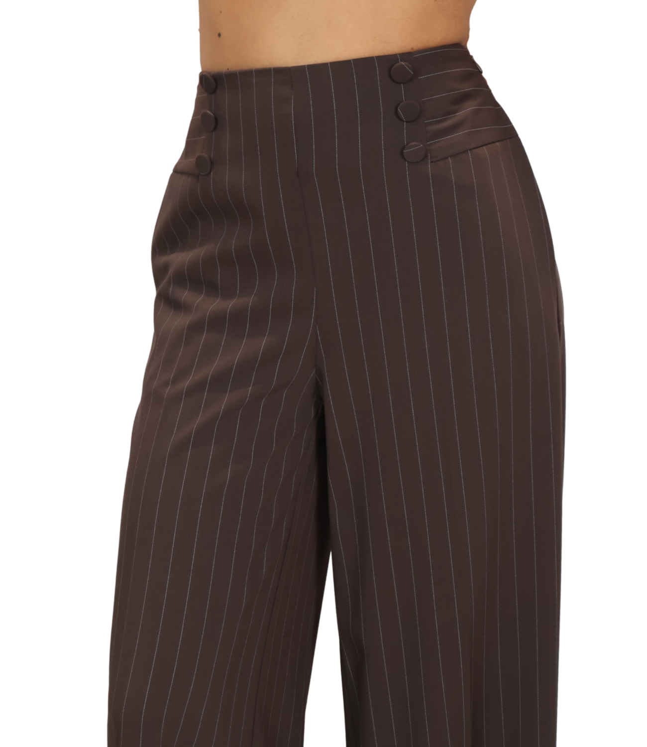 SILENCE LIMITED pantalone Corsalya marrone gessato donna