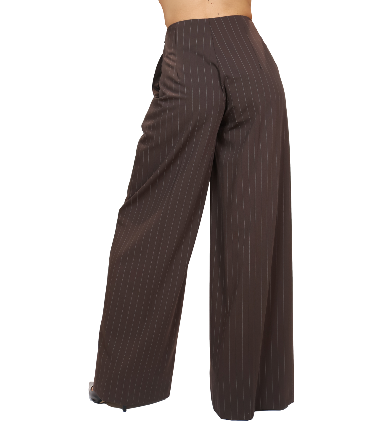 SILENCE LIMITED pantalone Corsalya marrone gessato donna