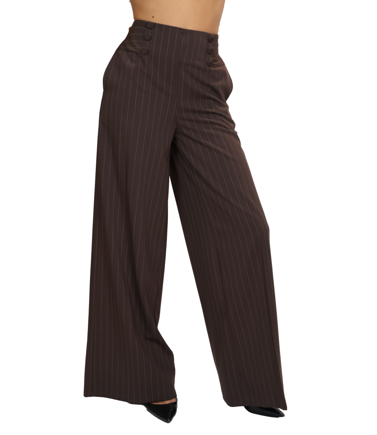 SILENCE LIMITED pantalone Corsalya marrone gessato donna