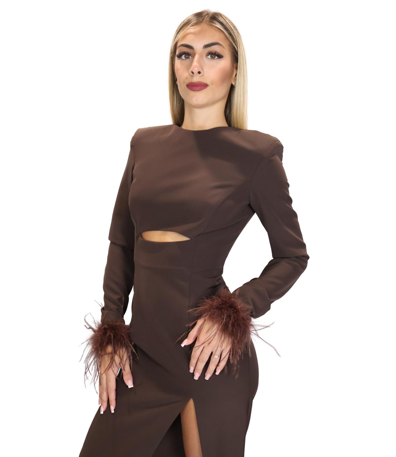 Silence Limited Abito FEATHER Dark Brown Donna