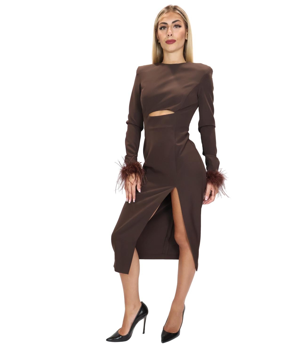 Silence Limited Abito FEATHER Dark Brown Donna