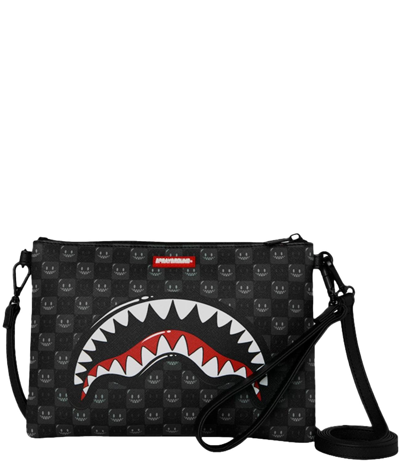 Borsa a tracolla Sprayground nera con grafica Shark