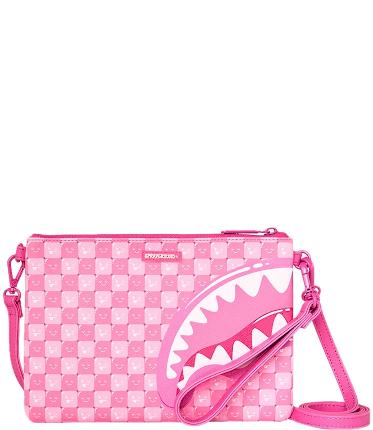Borsa a tracolla Sprayground rosa con grafica Shark