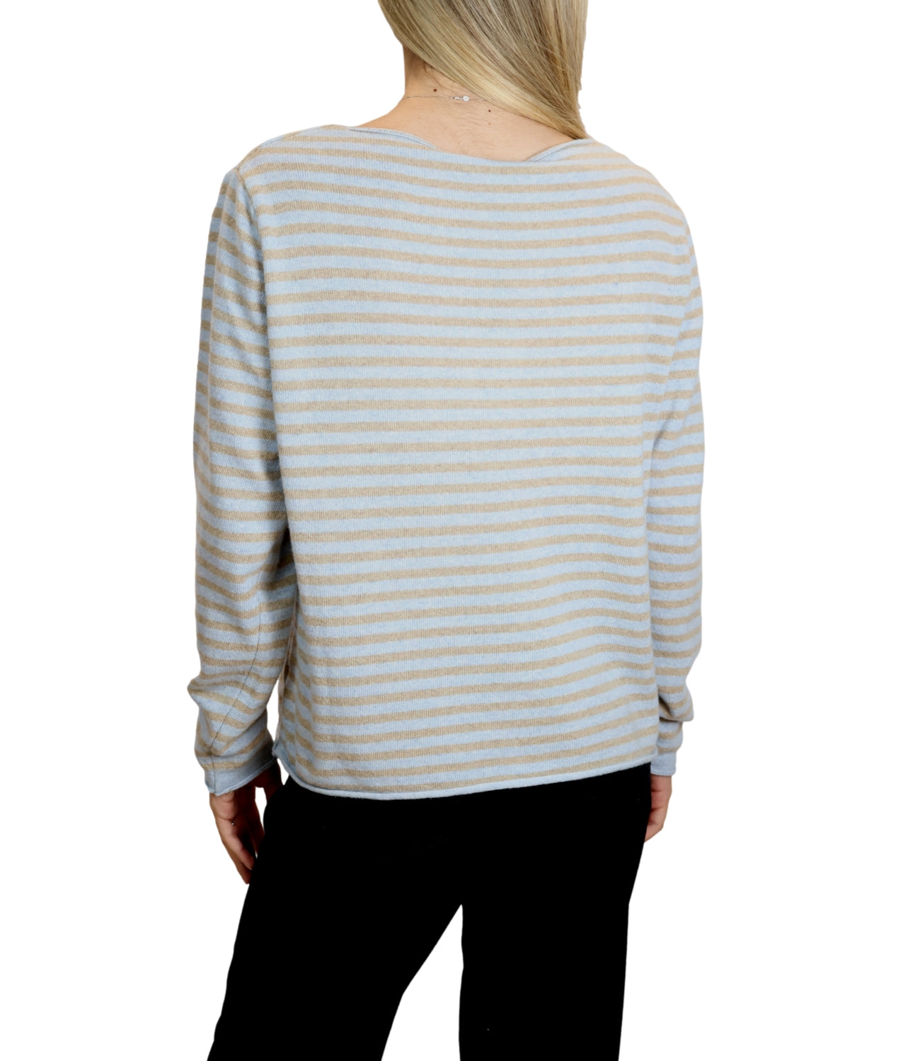 Studio It Maglia Riga Celeste/Cammello Donna